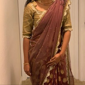 Banaras half saree style saree